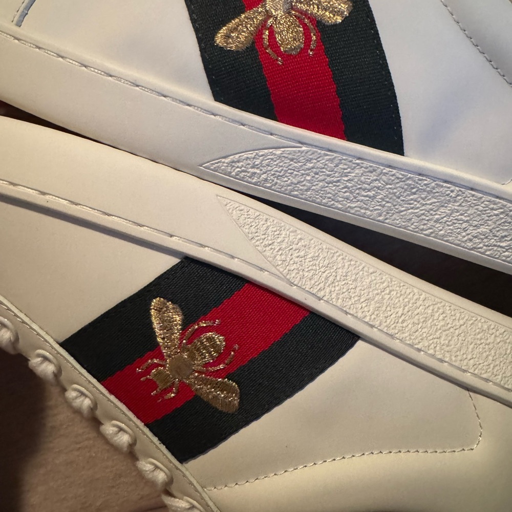 Gucci Ace Small Bee Sneakers Men’s Size 8 Classic Designer Shoes - Picture 15 of 17